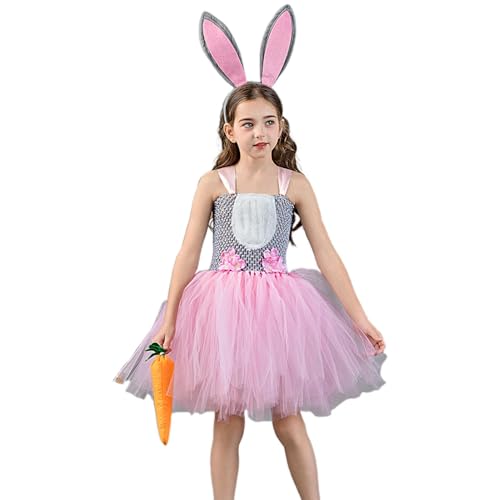Tüll-Netzkleid, Tanzkleid für Mädchen, Sommer-Prinzessinnenkleider aus Netzstoff mit Karotten, Prinzessinnen-Cosplay-Kleidung für kleine Mädchen für Ostern, Treffen, Rollenspiele, Rosa, X-Large Tüll-Netzkleid, Tanzkleid für Mädchen, Sommer-Prinzessinnenkleider aus Netzstoff mit Karotten, Prinzessinnen-Cosplay-Kleidung für kleine Mädchen für Ostern, Treffen, Rollenspiele, Rosa, X-Large von Générique