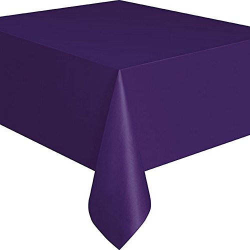 Unique Party Tischdecke aus Kunststoff, wiederverwendbar, rechteckig, erhältlich in 19 Farben Taglia Unica Deep Purple von Unique