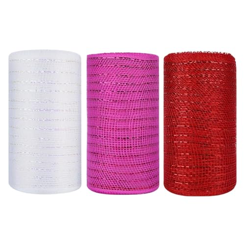 Valentinstag Stoff Mesh Band Valentinstag 3 Rollen Stoffverpackung Handwerk Verpackung Urlaub Dekoration Streifen 6 Zoll Valentinstag Stoff Mesh Band Valentinstag 3 Rollen Stoffverpackung Handwerk Verpackung Urlaub Dekoration Streifen 6 Zoll von Générique