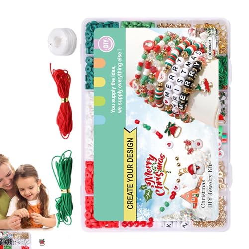 Weihnachten Armband Herstellung Set, Weihnachtsperlen für Schmuckherstellung, Weihnachten Perlenarmband Bastelset, Handgemachte Perlen Set mit bunten Perlen für Anniv von Générique