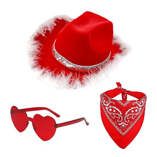 Weihnachts-Cowboyhüte, Cowboyhüte für Weihnachten | Western-Partyhüte, 3 x Cowgirl-Hut, Vintage-Bandana in Herzform, Weihnachtspartyhut Weihnachts-Cowboyhüte, Cowboyhüte für Weihnachten | Western-Partyhüte, 3 x Cowgirl-Hut, Vintage-Bandana in Herzform, Weihnachtspartyhut von Générique