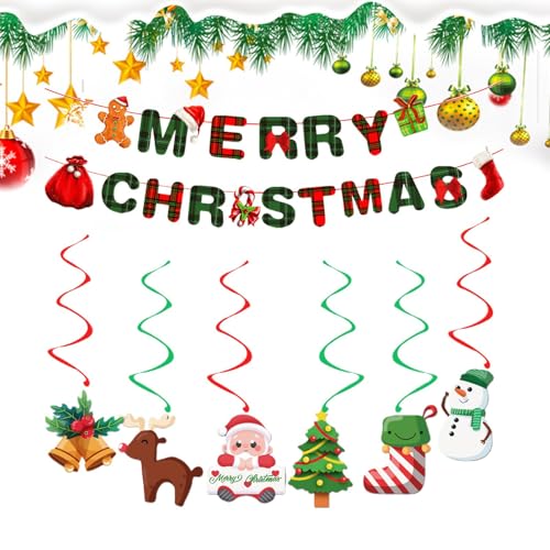 Weihnachtsdekorationen - Weihnachtsbanner | Weihnachten Hängende Tür Deko | Hängende Wirbel Deko Set, Weihnachtsdeko Ornamente für Winterferien, Dezembedarf Weihnachtsdekorationen - Weihnachtsbanner | Weihnachten Hängende Tür Deko | Hängende Wirbel Deko Set, Weihnachtsdeko Ornamente für Winterferien, Dezembedarf von Générique