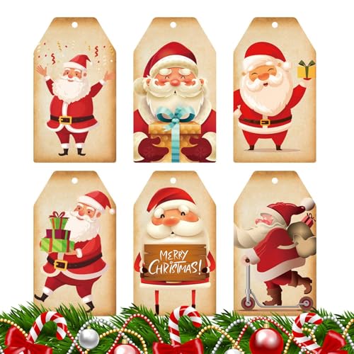 Weihnachtsetiketten mit Schnur, Weihnachtsgeschenketiketten mit Schnur, 60 Stück Baumdekoration, Cartoon-Etiketten, Dekoration Weihnachtsetiketten mit Schnur, Weihnachtsgeschenketiketten mit Schnur, 60 Stück Baumdekoration, Cartoon-Etiketten, Dekoration von Générique