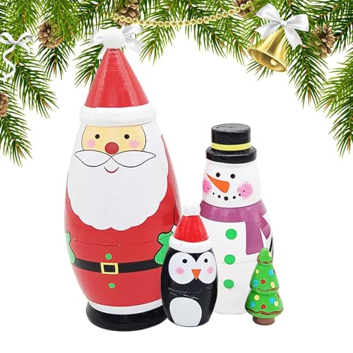 Weihnachtspuppen für Weihnachtsbaum, handgefertigte Puppen aus Holz, stapelbare Puppen, Weihnachtspuppen, russische Puppen für Erwachsene, Urlaubsdekoration Weihnachtspuppen für Weihnachtsbaum, handgefertigte Puppen aus Holz, stapelbare Puppen, Weihnachtspuppen, russische Puppen für Erwachsene, Urlaubsdekoration von Générique