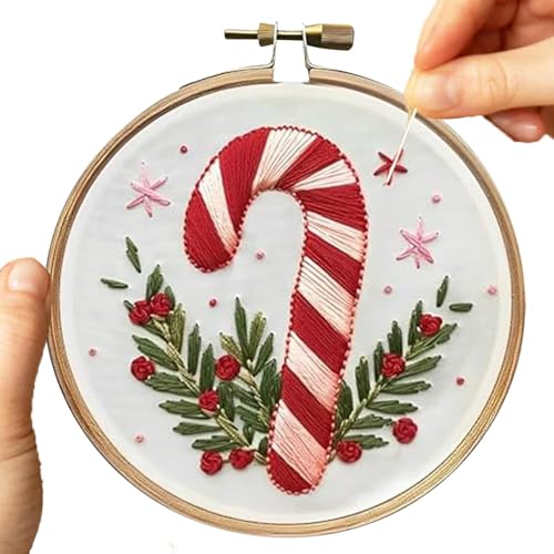 Weihnachtsstickerei-Sets für Erwachsene, Weihnachtsstickerei-Set, Weihnachtsstickerei-Set enthält Nadelfäden aus Stoff, Handstickerei mit gestanztem Stickmuster für von Générique