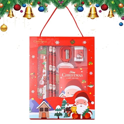 Weihnachtsstift-Radiergummi-Set, 6-teilig, niedliches Weihnachts-Schreibwaren-Set, festliche Schreibwaren, verschiedene Farben, schöne Geschenke von Générique