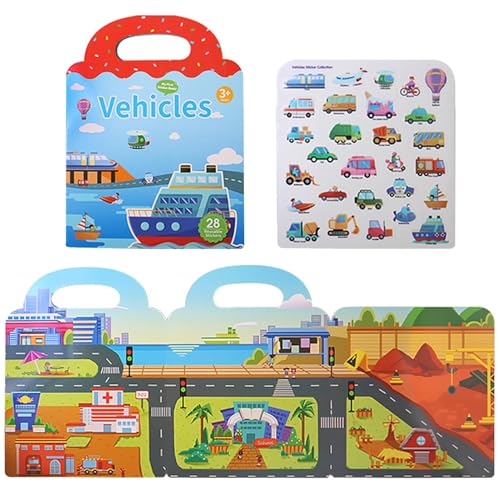 Wiederverwendbares Stickerbuch für Reise-Sticker, tragbar, wasserdicht, Dekoration für Bedürfnisse, mit Griff, frühes Lernwerkzeug von Générique