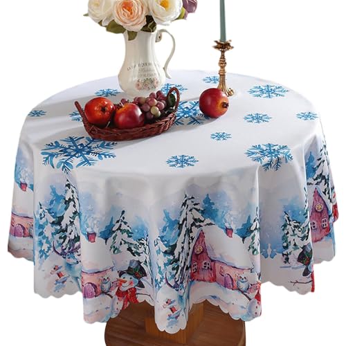 Winter-Tischdecke, Weihnachts-Tischdecke, wasserdicht, 152,4 cm, rund | Ölbeständige Esstischdecke, Urlaubsdecke, waschbare Tischdecke für Picknick-Abendessen Winter-Tischdecke, Weihnachts-Tischdecke, wasserdicht, 152,4 cm, rund | Ölbeständige Esstischdecke, Urlaubsdecke, waschbare Tischdecke für Picknick-Abendessen von Générique