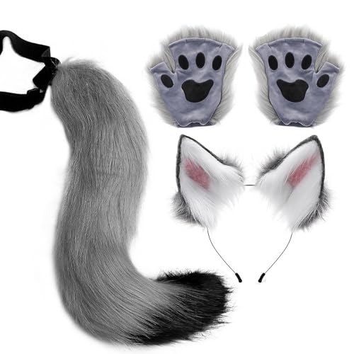 Wolfskostüm für Erwachsene, Wolfskostüm-Set für Mädchen zum Verkleiden, Kostümzubehör, Cosplay, Halloween, leicht zu tragen, für Karneval, Anime, Cosplay-Party und Bühnenperformance Wolfskostüm für Erwachsene, Wolfskostüm-Set für Mädchen zum Verkleiden, Kostümzubehör, Cosplay, Halloween, leicht zu tragen, für Karneval, Anime, Cosplay-Party und Bühnenperformance von Générique