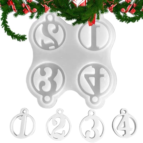 Zahlen Silikonform Zahlen Harzform | Nummer 1-4 Silikon-Epoxidharz Formen Weihnachten Harz Form Anhänger Nummer Formen für O von Générique