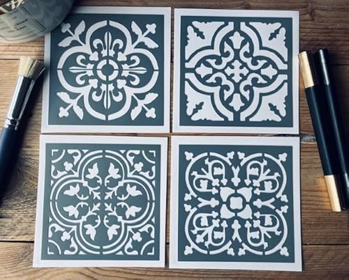 oirsdeco.fr Mini-Schablonen aus PVC, Fliesenmuster, Steingut, 10 x 10 cm, selbstklebend, für Küche, Badezimmer, WC, 4 Stück oirsdeco.fr Mini-Schablonen aus PVC, Fliesenmuster, Steingut, 10 x 10 cm, selbstklebend, für Küche, Badezimmer, WC, 4 Stück von Générique