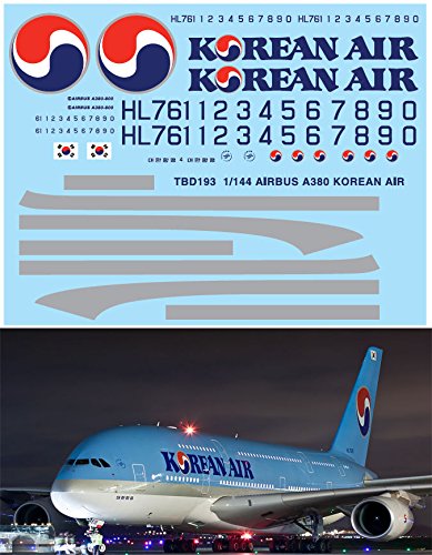 1/144 Decals kompatibel mit AIRBUS A380 AIR KOREAN LIVERY REVELL DECAL TBD193 von Generisch