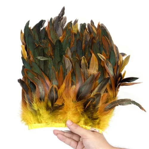 1/2/5/10 Meter natürliche Hahnenfedern, Besatz zum Basteln, 15–20 cm, Band Fransen für Rock, Partykleidung, Gelb, 1 m 1/2/5/10 Meter natürliche Hahnenfedern, Besatz zum Basteln, 15–20 cm, Band Fransen für Rock, Partykleidung, Gelb, 1 m von Generisch