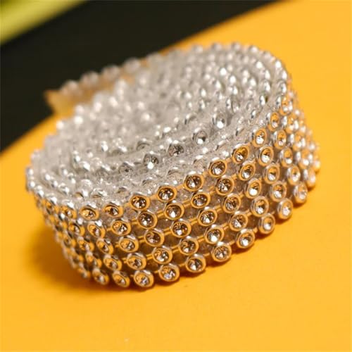 1,2 m 2 mm transparente Kristall-Strass-Bordüre auf Aluminiumgeflecht, selbstklebende Diamantband-Applikation für Kleidung und Basteldekoration 1,2 m 2 mm transparente Kristall-Strass-Bordüre auf Aluminiumgeflecht, selbstklebende Diamantband-Applikation für Kleidung und Basteldekoration von Generisch