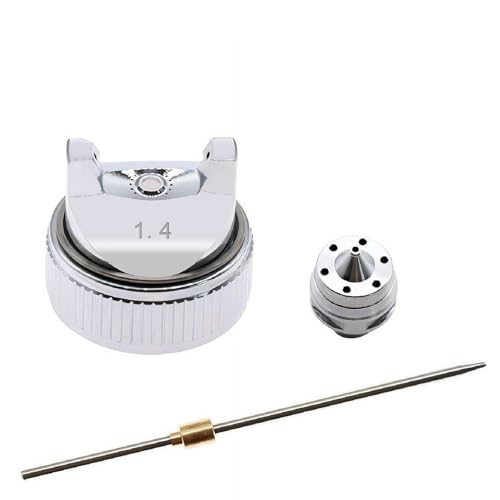 1,4 mm/1,7 mm/2,0 mm Düsenersatz-Set für HVLP-Spritzpistole – Edelstahl-Luftkappe & Düsenset für H-827 & kompatible Spritzpistolen – stabiles Sprühlack-Reparaturzubehör-Set (1,4 mm) von Generisch