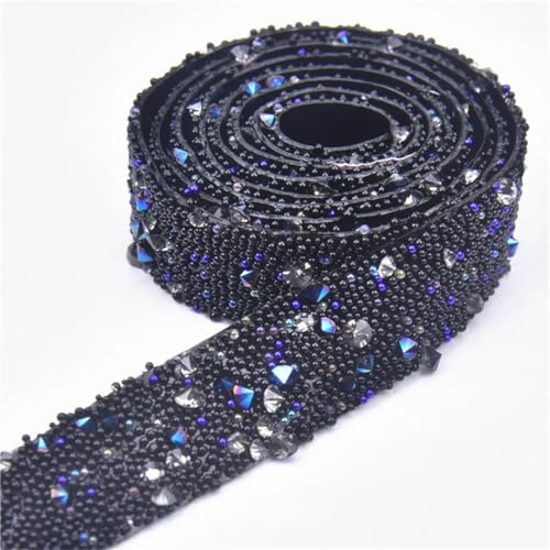 1,5 cm breit, 1,5 m breit, blaue Kaviar-Perlen, Strassband, Kristallbesatz, Strass-Kette, flache Rückseite, Applikation für selbstgemachte Kleider und Schuhe 1,5 cm breit, 1,5 m breit, blaue Kaviar-Perlen, Strassband, Kristallbesatz, Strass-Kette, flache Rückseite, Applikation für selbstgemachte Kleider und Schuhe von Generisch