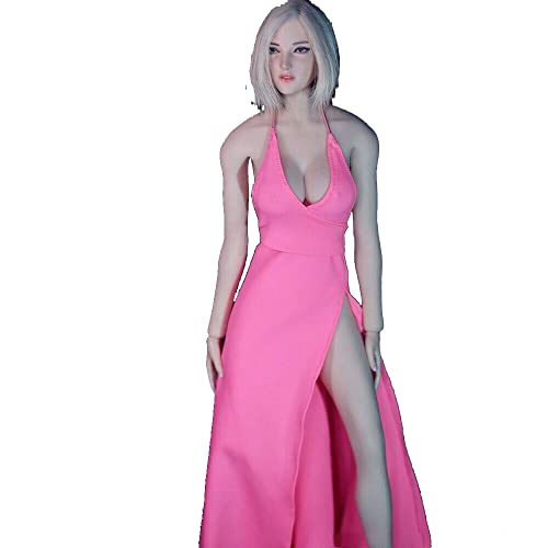 Generisch 1/6 Skala Weibliche Kleidung，Mädchen Abendkleid Langer Rock Kleidung&Schuhe Modell für 12 Zoll Nahtlose Actionfigur Körper Puppe (Rosa) von Generisch
