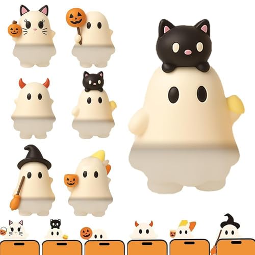 1/6 Stück Halloween-Geister-Serie Blindbox, Mini-Geisterfiguren-Modell, niedliches Abziehen und Aufkleben, Handy-Dekoration, Geschenk 1/6 Stück Halloween-Geister-Serie Blindbox, Mini-Geisterfiguren-Modell, niedliches Abziehen und Aufkleben, Handy-Dekoration, Geschenk von Generisch
