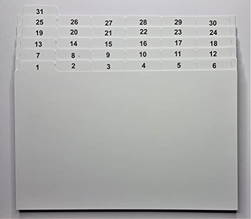 1-31 Tageskarteikarten – Tagespeicheranleitung – 8 x 5, 6 x 4, 5 x 3 Karteikarten – 1 bis 31 Registerkarten – 1 bis 31 Registerkarten: UK (5 x 3) von Generisch