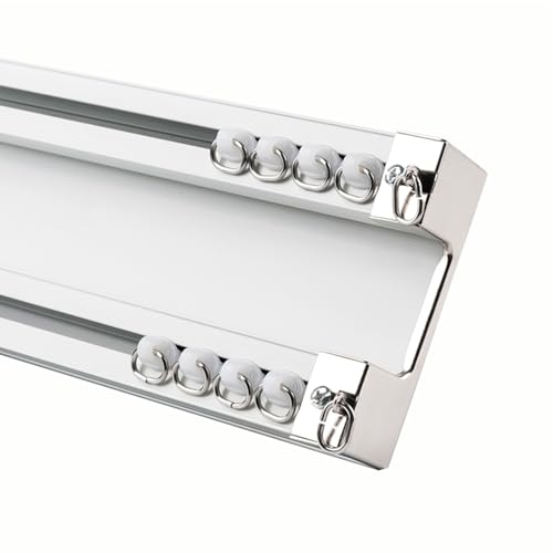 1–6 m Deckenmontage, doppelte Vorhangschiene, Aluminium, Raumteilerstange, ideal für Zuhause und Büro (Farbe: D, Größe: 1,5 m) von Generisch