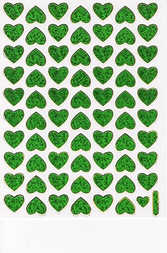 1 Bogen Metallic Glitzer Effekt - Herzen Herz grün Sticker Aufkleber Kindergeburtstag Dekorieren Hobby Basteln Sammeln selbstklebend vorgestanzt von Generisch