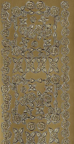 1 Konturensticker versch.BLÜTEN gold 11x23 cm von Generisch