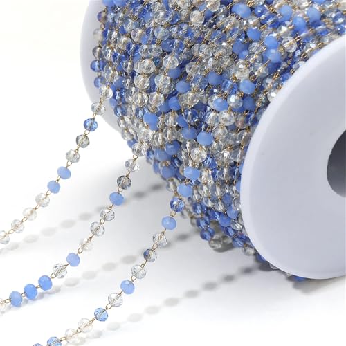 1 Meter bunte 3 mm Perlenkette, Glaskristallperlen, Halskette, Zubehör für Schmuckherstellungskomponenten von Generisch