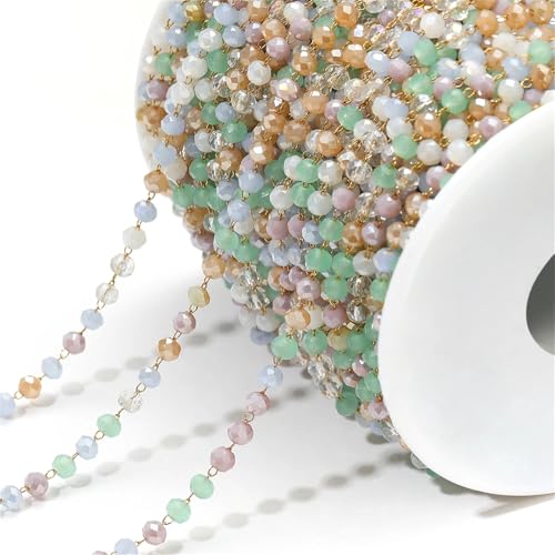 1 Meter bunte 3 mm Perlenkette, Glaskristallperlen, Halskette, Zubehör für Schmuckherstellungskomponenten von Generisch