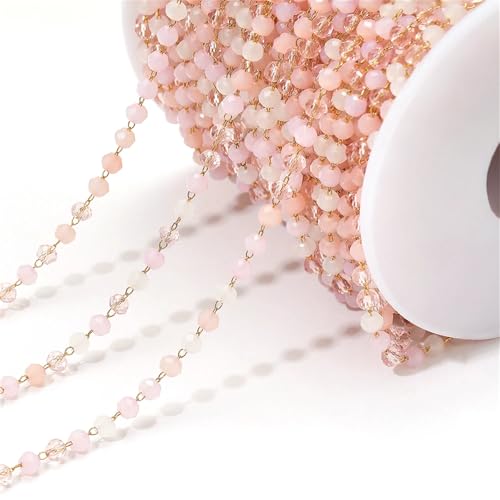 1 Meter bunte 3 mm Perlenkette, Glaskristallperlen, Halskette, Zubehör für Schmuckherstellungskomponenten von Generisch