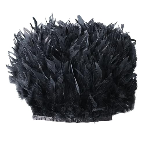 1 Meter natürliche Hahnenfeder-Bordüre, Fransen zum Basteln, 13–18 cm Band, DIY, Nähen, Kleidung, Party-Dekorationen, A schwarz 1 Meter natürliche Hahnenfeder-Bordüre, Fransen zum Basteln, 13–18 cm Band, DIY, Nähen, Kleidung, Party-Dekorationen, A schwarz von Generisch