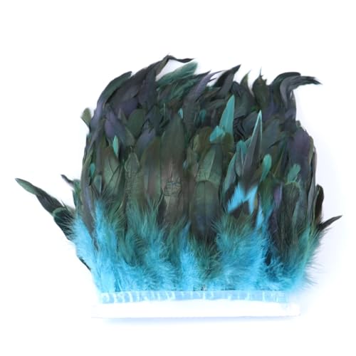 1 Meter natürliche Hahnenfeder-Bordüre, schwarz, für Kleidung, Nähen, 15–20 cm, Federfransen für Dekoration, Handwerk, Blau, 1 Meter 1 Meter natürliche Hahnenfeder-Bordüre, schwarz, für Kleidung, Nähen, 15–20 cm, Federfransen für Dekoration, Handwerk, Blau, 1 Meter von Generisch