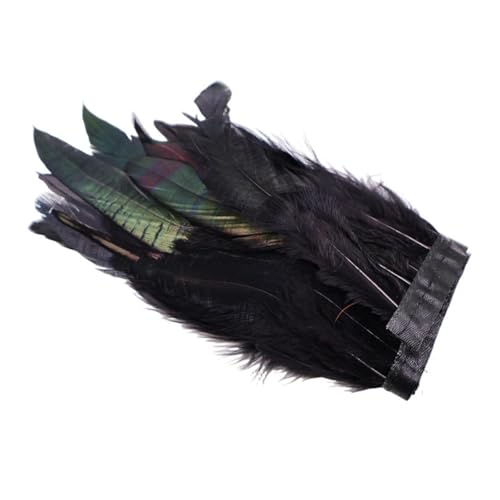 1 Meter natürliche Hahnenfedern, Besatz zum Basteln, 13–18 cm Band, DIY, Nähen, Kleidung, Party-Dekorationen, Schwarz von Generisch
