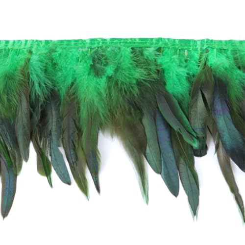 1 Meter natürlicher Hahn-Hühnerfeder-Bordüre, 15–20 cm, für Kleidung, Kleid, Nähband, Party, DIY, Handwerk, Dekor, Gras, EN8, 1 Meter von Generisch