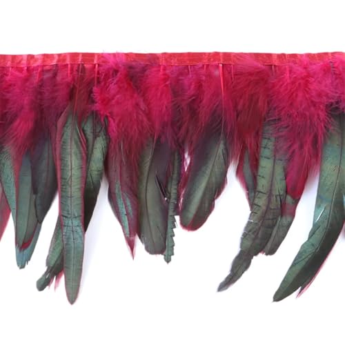 1 Meter natürlicher Hahn-Hühnerfeder-Bordüre, 15–20 cm, für Kleidung, Kleid, Nähband, Party, DIY, Handwerk, Dekoration, Weinrot, 1 Meter 1 Meter natürlicher Hahn-Hühnerfeder-Bordüre, 15–20 cm, für Kleidung, Kleid, Nähband, Party, DIY, Handwerk, Dekoration, Weinrot, 1 Meter von Generisch