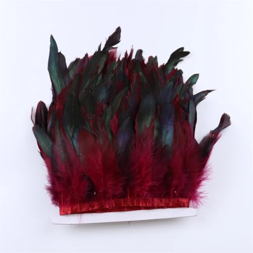1 Meter natürliches weißes Hühnerfeder-Bordüre, Fransen, 10–15 cm, Band für Party, Kleidung, Dekoration, Handwerk, Burgunderrot 1 Meter natürliches weißes Hühnerfeder-Bordüre, Fransen, 10–15 cm, Band für Party, Kleidung, Dekoration, Handwerk, Burgunderrot von Generisch