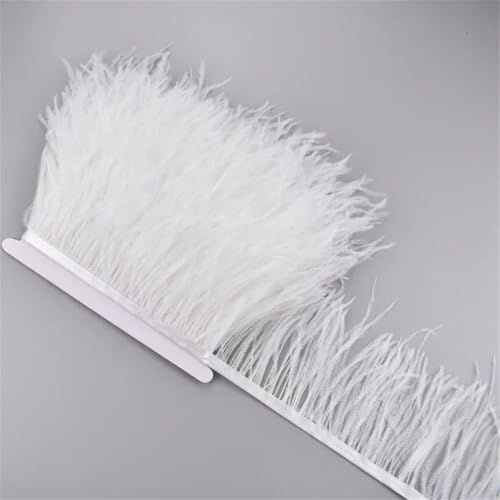 1 Meter weißes Straußenfederband, 10–15 cm, Quaste, Fransenborte zum Nähen, Nähen, Nähen, Nähen, Nähen, Nähen, Nähen, Nähen, Nähen, Nähen, Nähen, Nähen, Nähen, Näh von Generisch