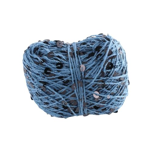 1 Rolle Paillettengarn, glitzerndes Paillettengarn, funkelnde Häkelschnüre, Garn mit bunten Pailletten zum Stricken, Häkeln, Basteln (dunkelblau) von Generisch