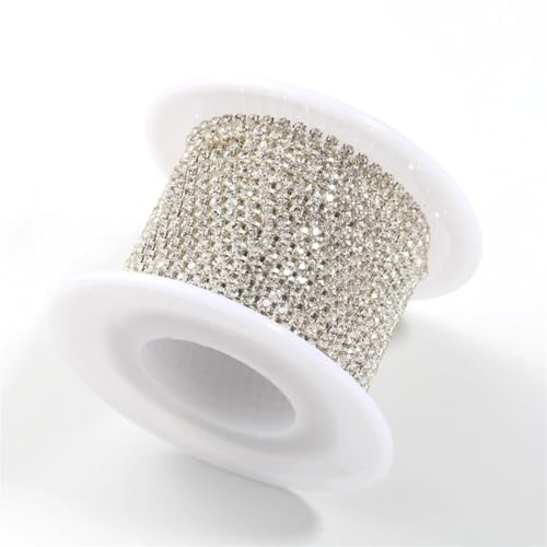 1 Rolle Ss4-Ss16 Glasstrass-Kettenbesatz für Schmuckherstellung, Glitzerkunst, Basteln, Hochzeitskleid-Dekoration von Generisch