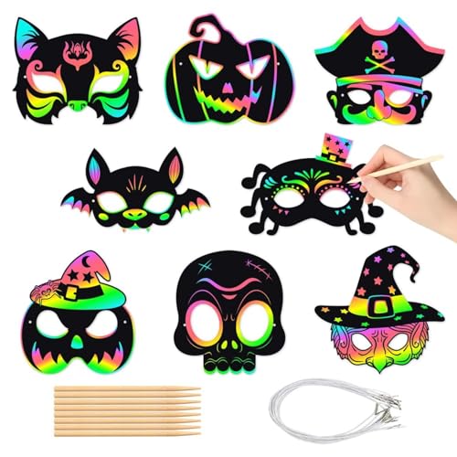 1 Set Halloween-Kratzkunst-Malpapiermaske, bemalbar, blanko, Fuchs, DIY, Graffiti-Maske, Halloween, Maskerade, Party, Cosplay-Dekorationen 1 Set Halloween-Kratzkunst-Malpapiermaske, bemalbar, blanko, Fuchs, DIY, Graffiti-Maske, Halloween, Maskerade, Party, Cosplay-Dekorationen von Generisch