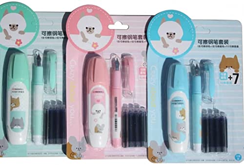 1 Set große Feder, radierbarer Füllfederhalter mit 7 Blurefills Set, Schreibwaren, Bürobedarf, Schulbedarf, Geschenke für Jungen, Mädchen, Erwachsene, zufällige Farbe, Haltbarkeit von Generisch