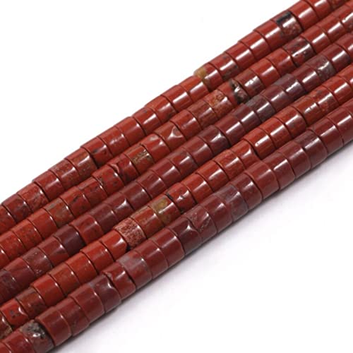 1 Strang 4 x 2 mm natürliche Edelsteine Heishi-Perlen – lose, flache, runde, ungefärbte Zylinder-Abstandshalter für Armbänder, Ohrringe, Schmuckherstellung, roter Stein GE6-S1359 von Generisch