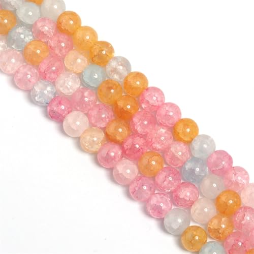 1 Strang 8/10 mm Glasperlen, bunt, schöne Perlen, DIY, handgefertigt, Perlenarmband, Halskette, Pnnrk, Gelb, 8 mm, 45 Stück von Generisch