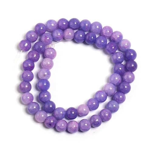 1 Strang 8/10 mm Glasperlen mit Blumenmuster, bunt, schöne Perlen, DIY, handgefertigt, Perlenarmband, Halskette, Lila, 10 mm, 38 Stück von Generisch