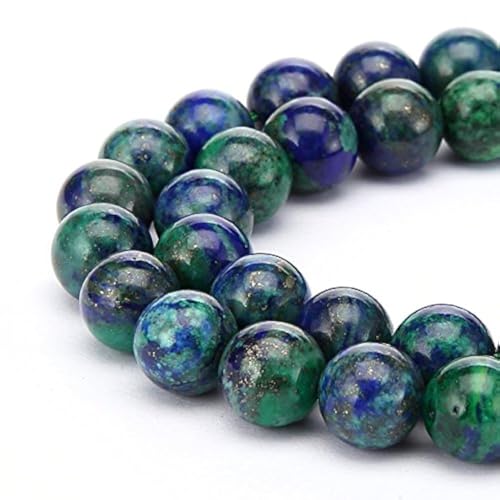 1 Strang natürlicher Lapis-Chrysokoll-Heilstein, 4 mm, kleine runde Perlen, Abstandshalter (80–85 Stück) für Bastelarbeiten, Schmuckherstellung4 von Generisch