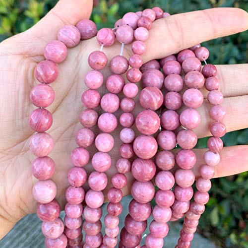 1 Strang natürlicher Rhodonit-Heilstein, 10 mm, rund, lose Perlen, Abstandshalter (34–36 Stück) für Bastel- und Schmuckherstellung von Generisch