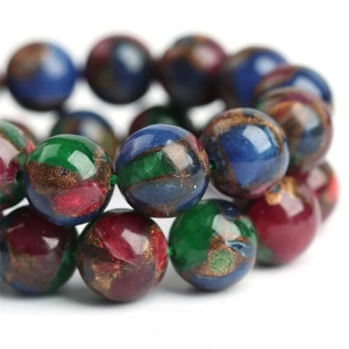 1 Strang runde Natursteinperlen, lose Abstandshalter-Perlen für Schmuckherstellung, DIY-Armband, C, 6 mm (60 Stück) von Generisch