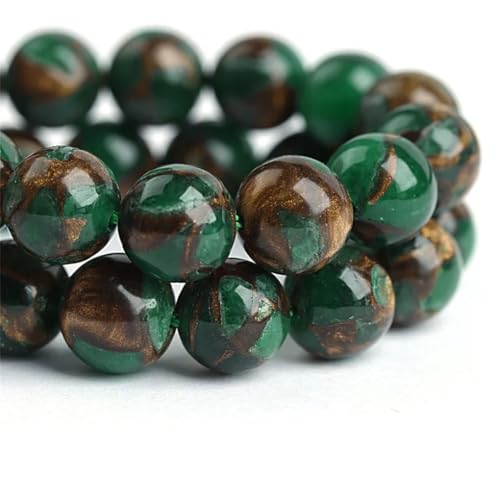 1 Strang runde Natursteinperlen, lose Abstandshalter-Perlen für Schmuckherstellung, DIY-Armband, EN8, 10 mm (37 Stück) von Generisch