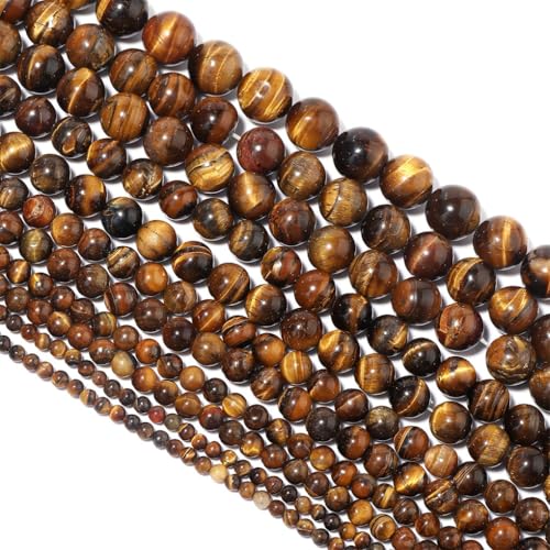 1 Strang runde Tigeraugen-Steinperlen, Natursteinperlen, lose Abstandshalter für DIY-Schmuckherstellung, Armband, wie gezeigt, 4 mm, 95 Stück von Generisch