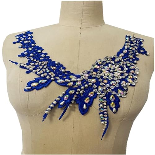 1 Stück Stickerei Spitze Ausschnitt Fake Kragen Zubehör Damen Mädchen Spitze Stoff Dekoration für Hochzeitskleid (Farbe: Blau) von Generisch
