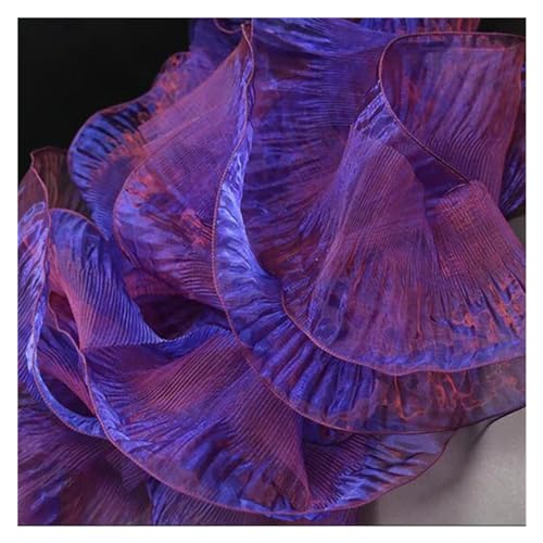 1 Yard Plissee-Blumenspitze, magischer Farbverlauf für Hochzeit, gewellt, gestreift, Dekoration, Stoff, breit, 15 cm (lila) von Generisch